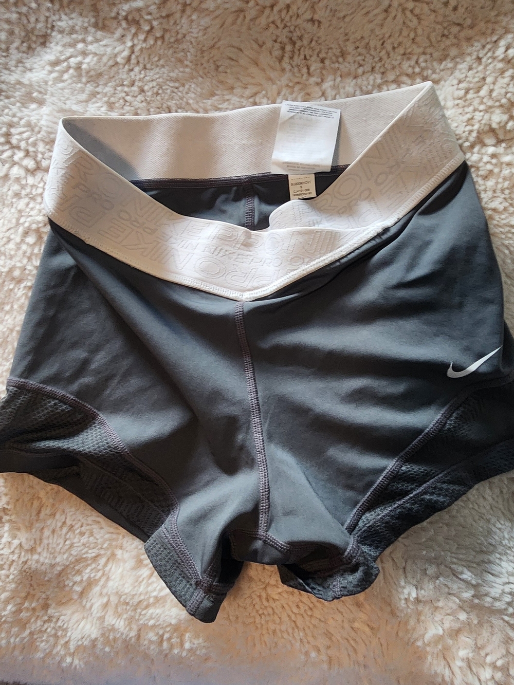 Nike Women’s Charcoal Athletic Shorts with White Waistband